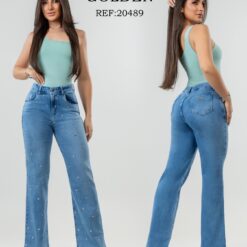 PANTALON FEM. WIDE LEGG STRASS